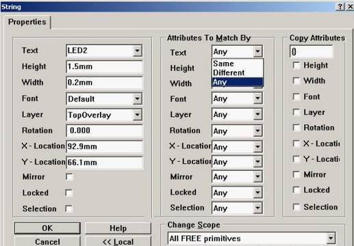 4. 可對字符和阻焊進(jìn)行適當(dāng)?shù)恼{(diào)整,以方便處理文件和提高效率,字符可以通過Global過濾器設(shè)置條件進(jìn)行快速調(diào)整不同格式的字符